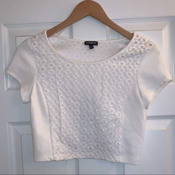 White Pattern Crop Top - Picture 1 of 2